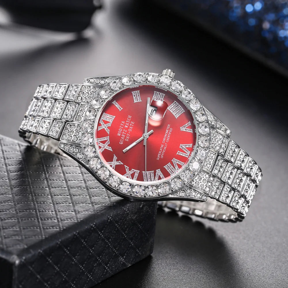 Hip Hop Diamond Bling Watch Men Gold Color Men’s Quartz Watches Luxury Male Clock Relogio Masculino Dropshipping Gifts