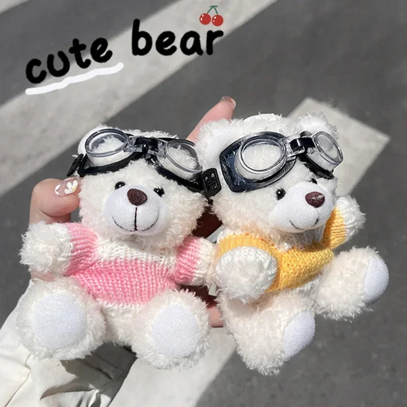 Creative Small Bear Keychain Plush Brown Cute Bear With Clothes Cartoon Panda Doll Key Chains Bag Pendant Couple Keyrings Gifts