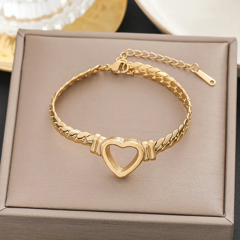 316 Stainless Steel Butterfly Heart Belt Twist Multilayer Chain Bracelet For Women Jewelry Party Gifts Bijoux Pulsera