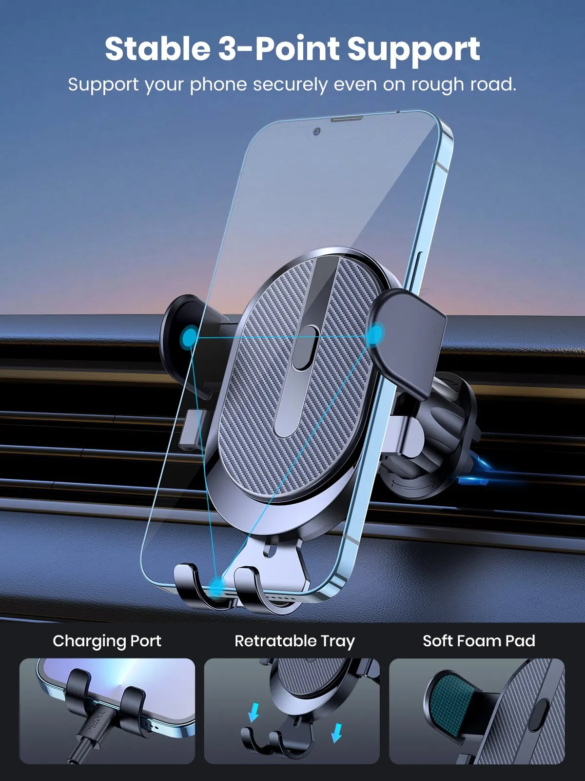 Gravity Car Phone Holder Auto Air Vent Clip Cell Smartphone GPS Support 360 Degree Rotation Air Outlet Mount for Mobile Phone