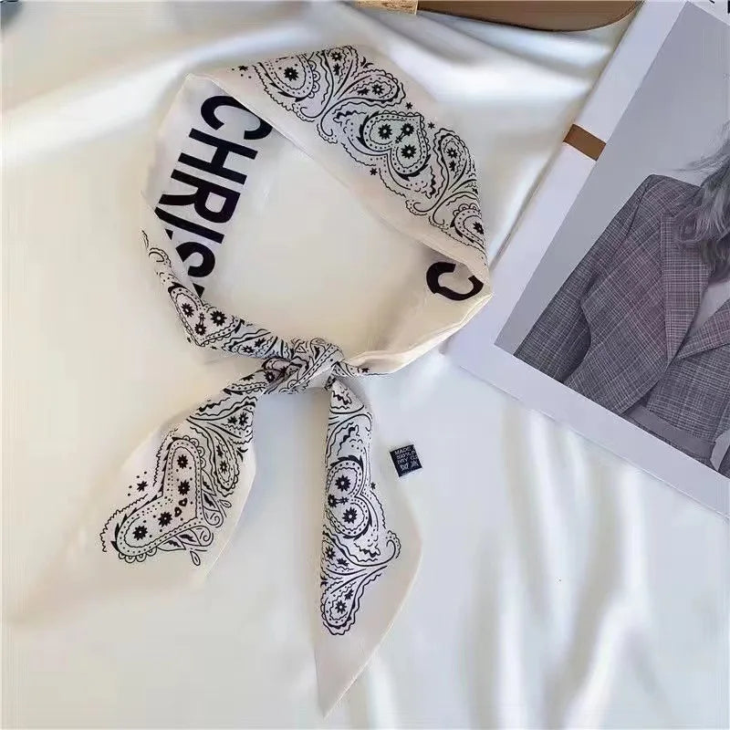 2024 New Luxury Brand Scarf Tarot Women Scarf Bag Hair Skinny Silk Scarves Design Foulard Neckerchief Headband For Ladies