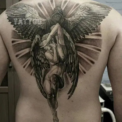 Lasting Angel Fake Tattoo Full Back Traditional Art Tattoo Sticker Punk Snake Temporary Tattoos Waterproof Tatuajes Temporales