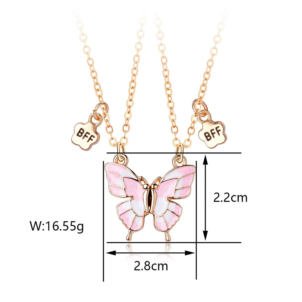Best Friends Pendant Necklace For Woman Girls Magnetism Sequin Couple Crystal Chain Choke BFF Friendship Forever Jewelry Gift