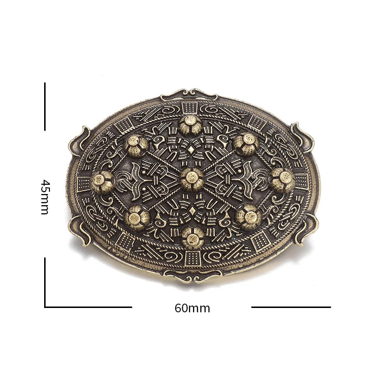 Vintage Norse Mythology Iceland Norse Shield Brooch Medieval Clothing Fastener Clothes Scarf Cloak Jewelry for Men Women