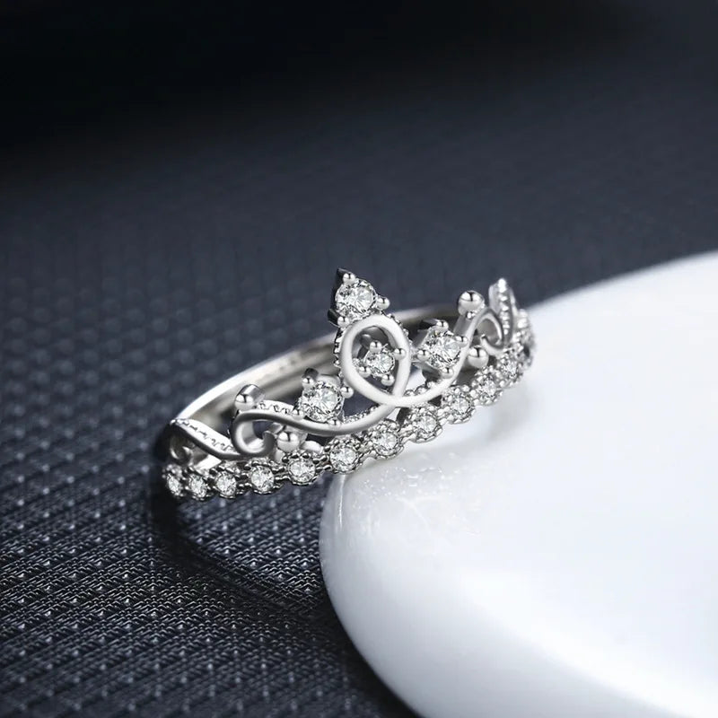 Elegant Princess Tiara Crown Adjustable Ring for Women Girl  zircon ring coronation ring