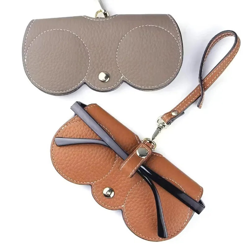 New PU Sunglasses Bag Portable Eyeglass Case Sunglasses Protection Cover Cute Eyeglass Clip Simple Eyeglass Bag Pendant