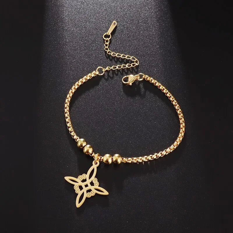 Stainless Steel Witchcraft Witch's Knot Adjustable Bracelet for Men Women Irish Celtic Supernatural Lucky Jewelry