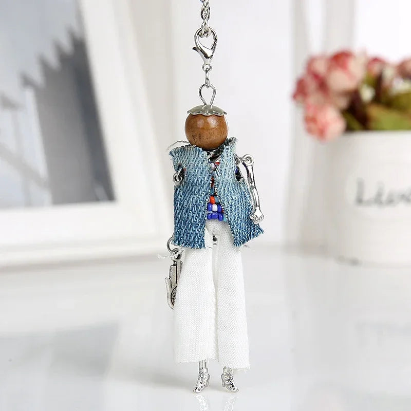 New Women Doll Long Chain Necklace Shining Dress Pendant Handmade Girl Maxi Necklaces & Pendants Brand Hot Fashion Jewelry