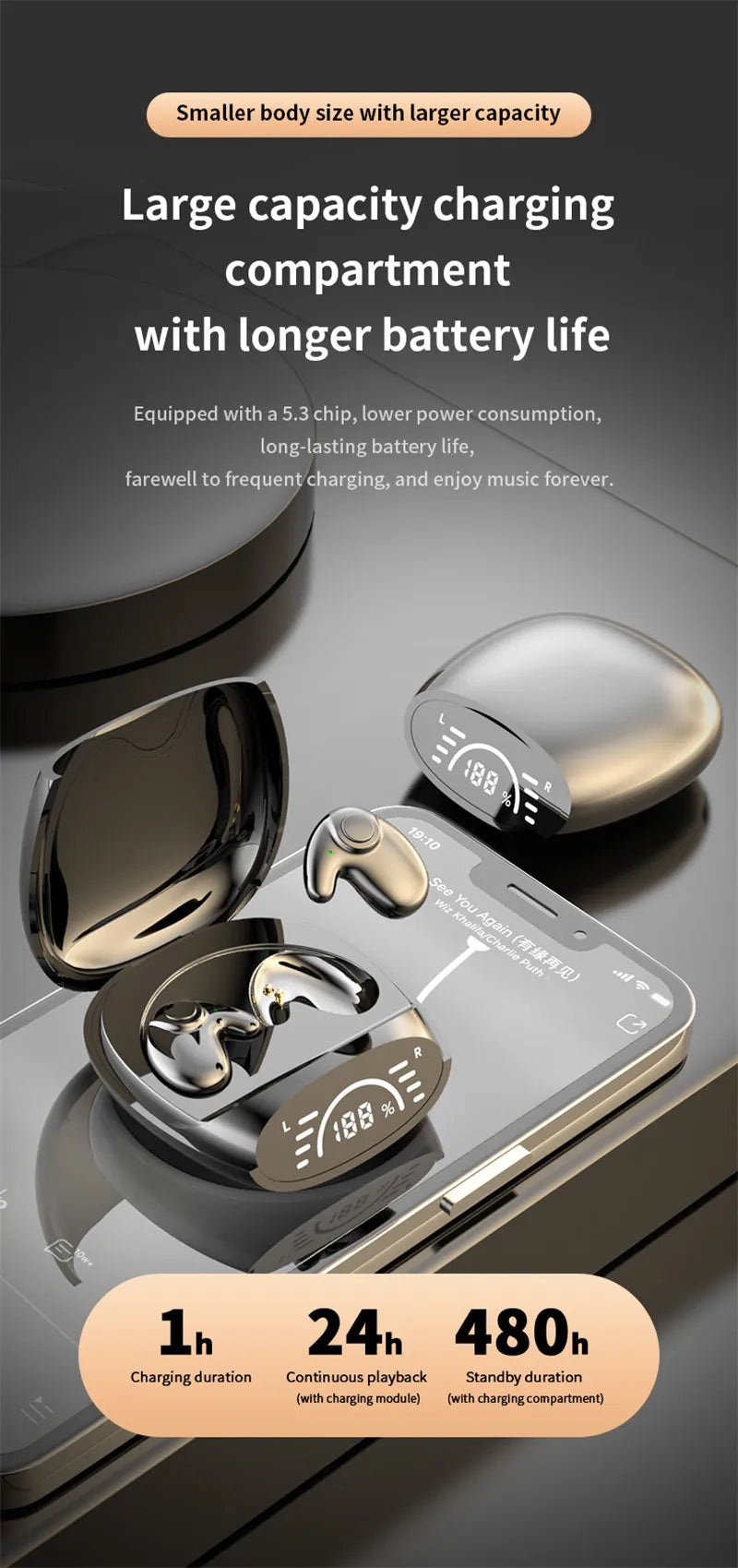 Invisible Bluetooth 5.3 Headphones Wireless Sleep Earphones HiFi Stero Noise Reduction Earbuds Sports Headsets for Xiaomi iPhone