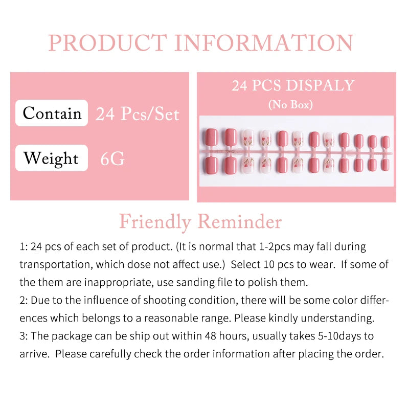 24pcs Short Matte Fake Nails For Women Cute Bride Red Blush French Tips Faux Ongles Press On False Nail Supplies No Jelly Glue
