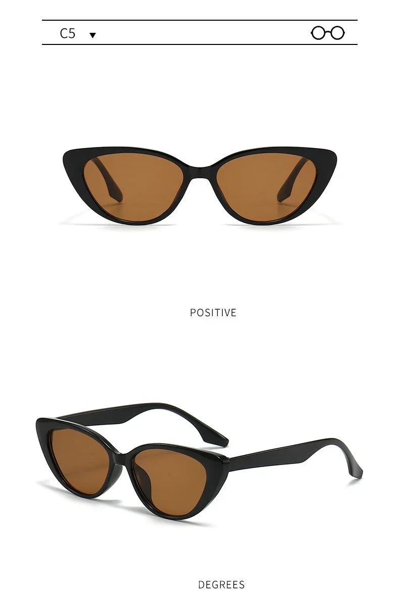 Vintage Cat Eye Women Sunglasses Vintage Small Frame Sun Glasses for Men Luxury Brand Design Outdoor Eyewear UV400