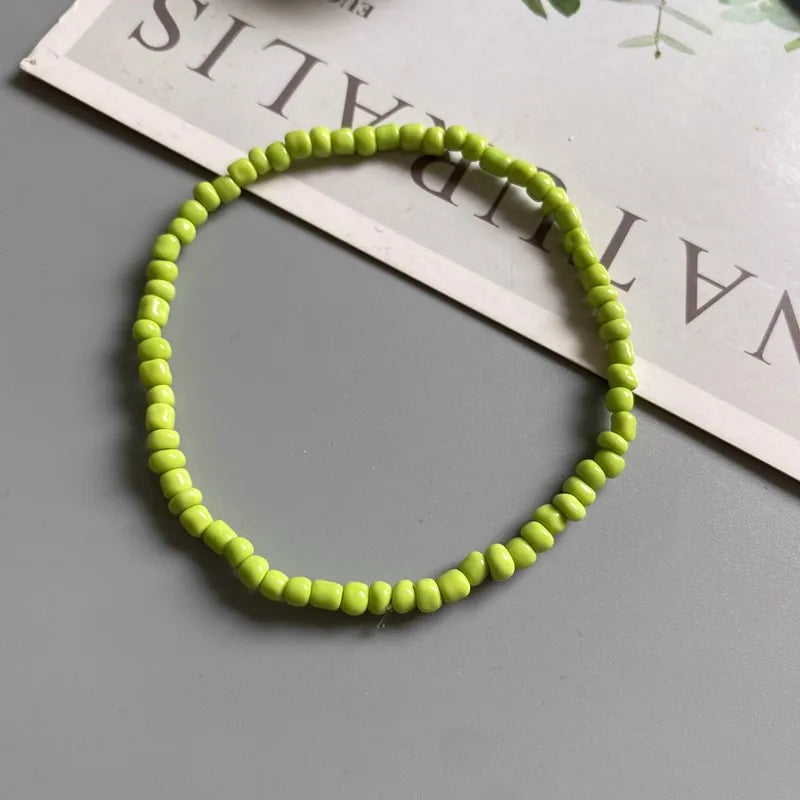 White Anklet for Women Colorful Fashion Girl Tiny Seed Beads Foot Bracelet Yellow Bohemian Anklet Gift Jewelry