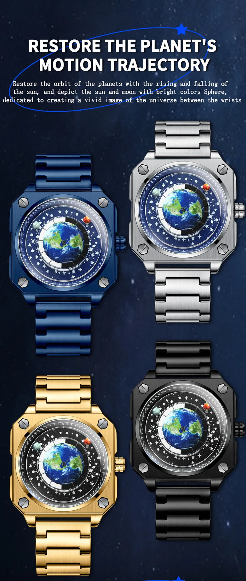 UTHAI Earth Watch Business Male Student Watch Planet Personalized Creative Wormhole New Concept Male Fashion Quartz Watches