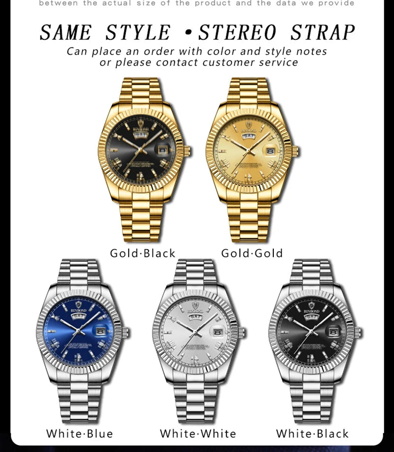 UTHAI Men's Watch Luxury Dual Calendar Night Light Calendar Waterproof Stainless Steel Strap Fashion Casual Quartz Reloj Gifts