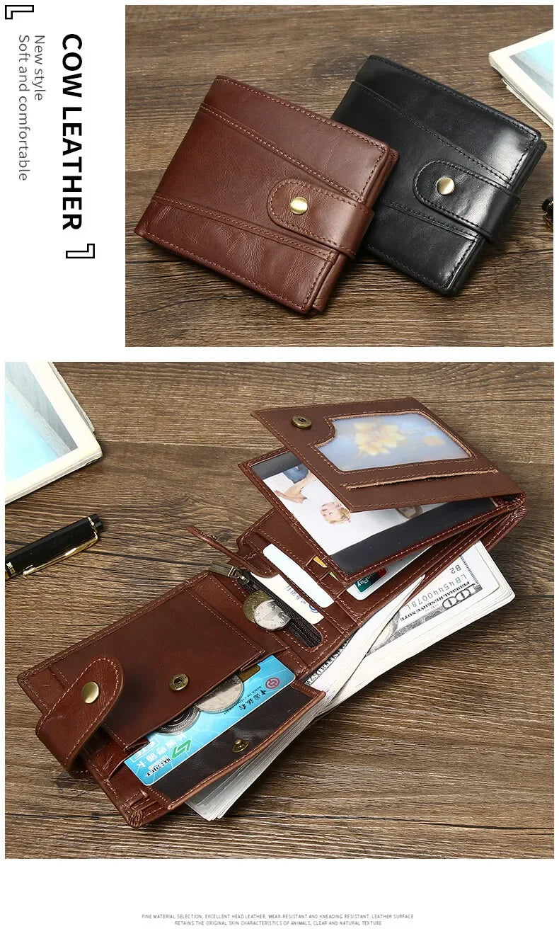 Classic Men's Genuine Leather Wallet Credit Card Holder RFID Coin Purse
