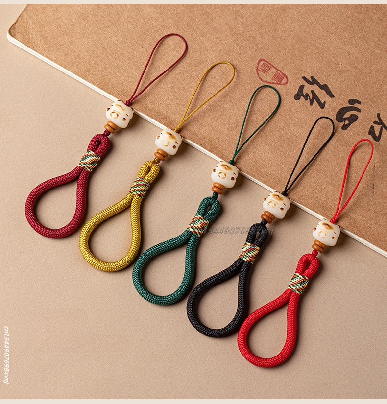 Cute Bodhi Lucky Cat Mobile Phone Wrist Hanging Chain Pendant Pendant Exquisite Anti-loss Drop-resistant Mobile Case Lanyard