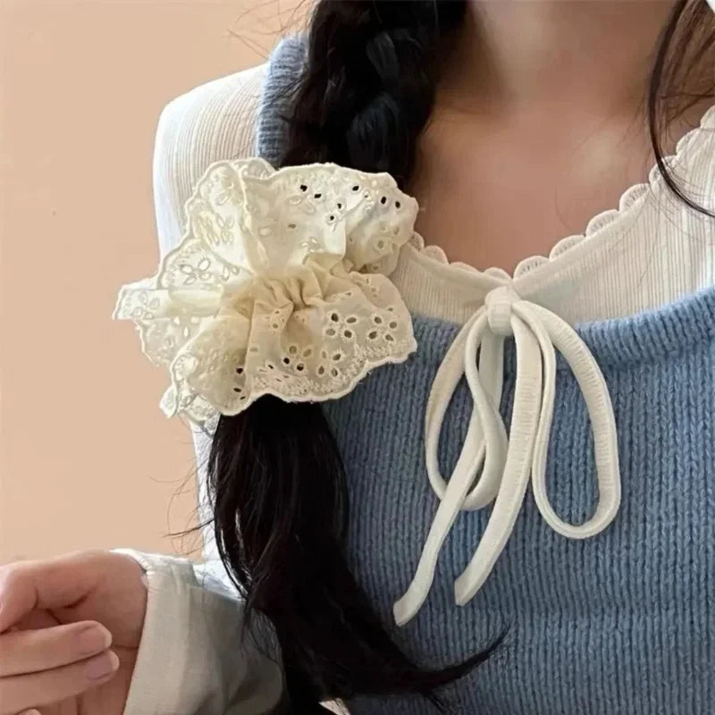 Women Silk Scrunchie Elastic Handmade Multicolor Hair Band Ponytail Holder Headband Hair Accessories 1PC Satin Silk Solid Color