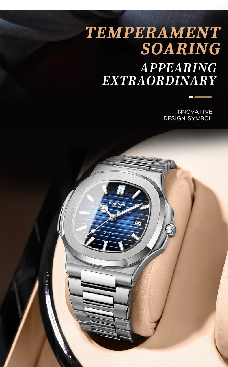UTHAI CQ249 Luxury men's quartz Watch waterproof ultra-thin watch stainless steel Man watch clock sport Relo watches for man