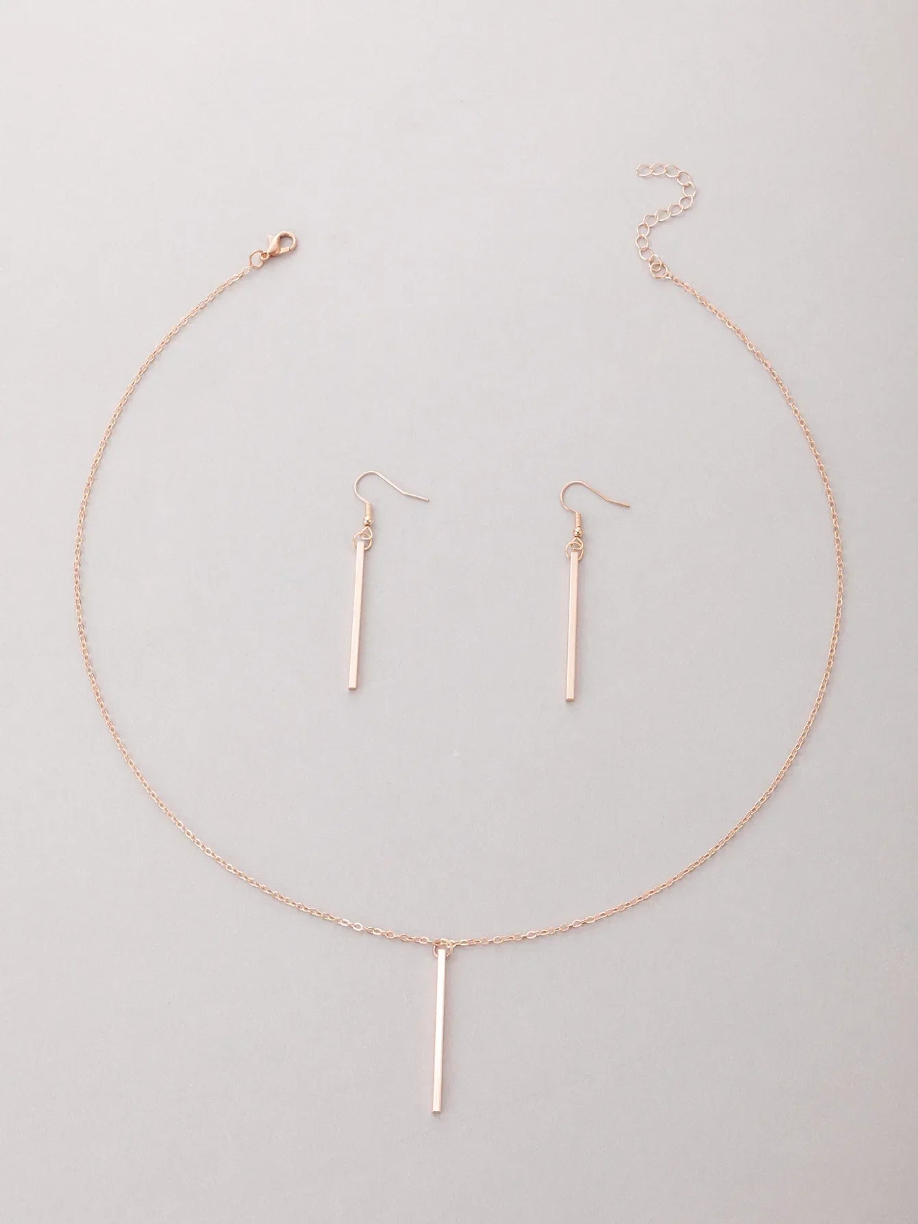 Elegant Gold Stick Jewelry Sets for Women Pendant Necklace Drop Earring Simlpe Adjustable Geometry Wedding Jewelry