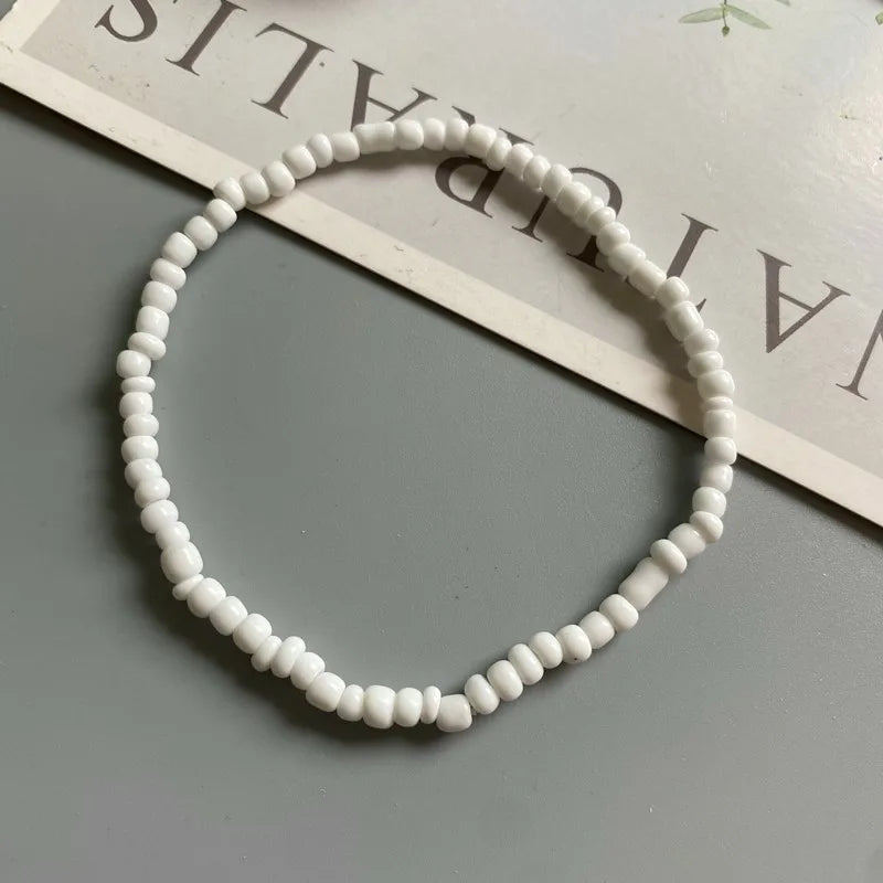 White Anklet for Women Colorful Fashion Girl Tiny Seed Beads Foot Bracelet Yellow Bohemian Anklet Gift Jewelry
