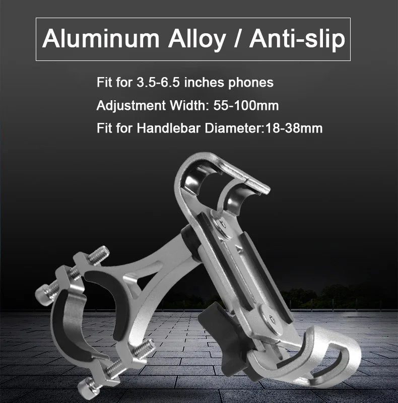 Aluminum Alloy Mobile Phone Holder MTB Bicycle Metal Cellphone Stand Shock-proof Fixed Navigation Bracket Bike Moto Accessories