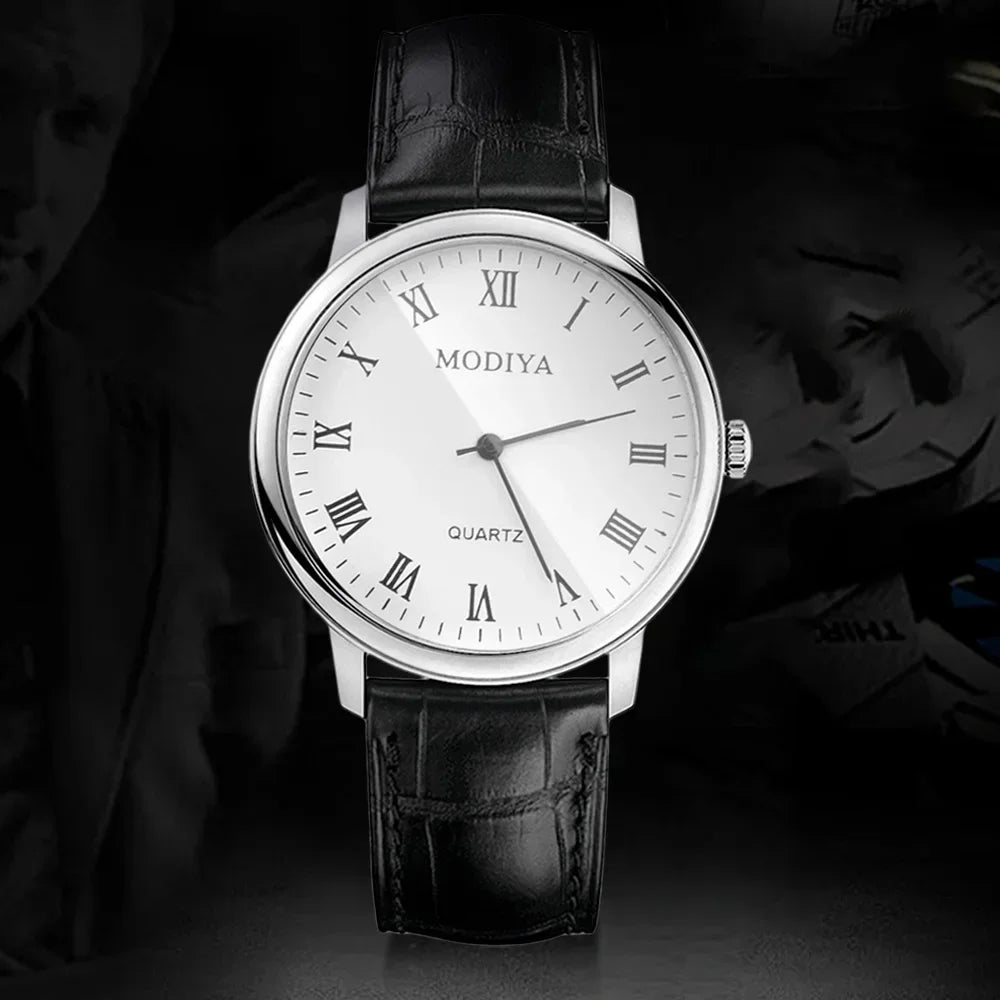 Men's Business Wrist Watch Luxury Leather Strap Analog Watches Ultra Thin Quartz Wristwatch Clock Men Women Casual Simple Watch