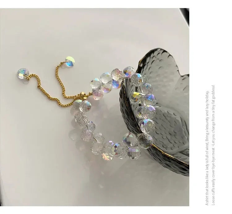 2025 New Artificial Austria Crystal Bracelet Fashion Shiny Stone Beads Elasticity Rope Strand Bracelets for Women Jewelry Gifts