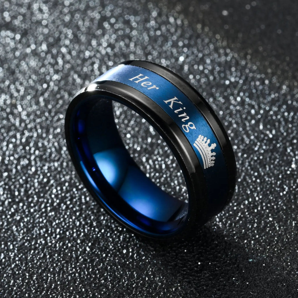 New Couple Rings Her King His Queen Stainless Steel for Women Men Crown Romantic Anniversary Wedding Bands Ring Jewelry Gifts