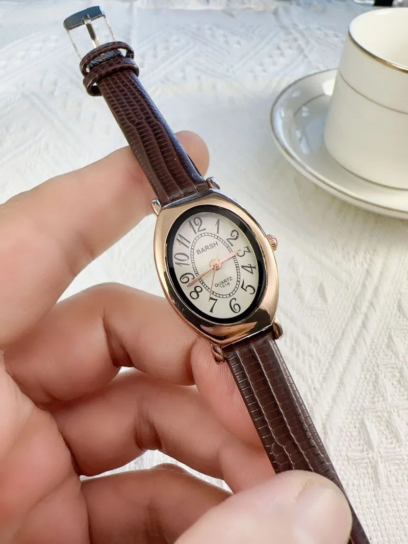 Fashion Oval Dial Women Watches Luxury Leather Strap Retro Ladies Quartz Watch Dropshipping Reloj De Mujer 시계 여성
