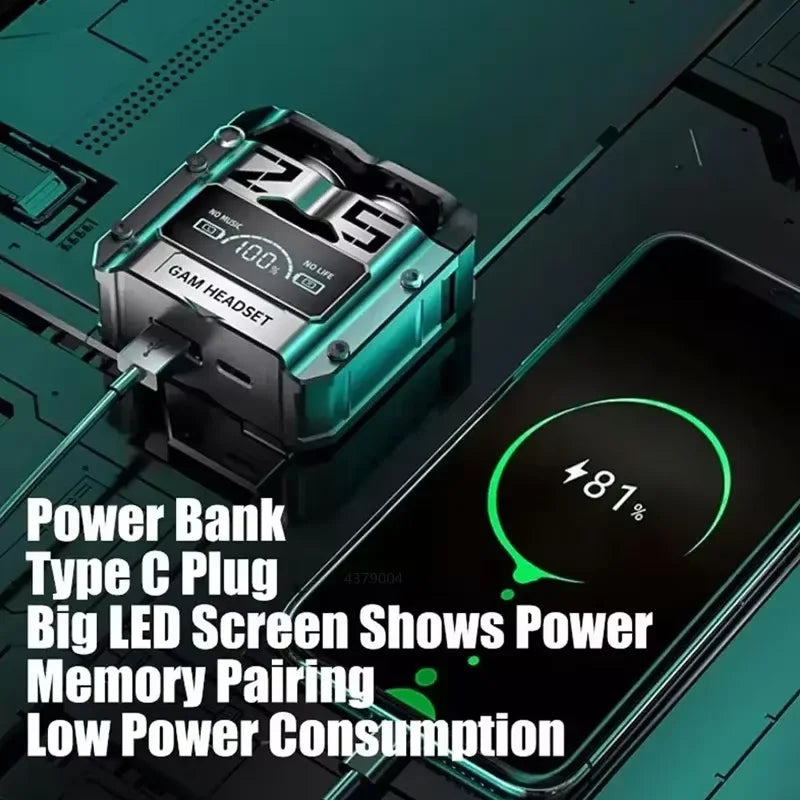 Bluetooth 5.3 Earphones Gaming Headsets TWS Wireless Headphones LED HiFi Stereo Sports Noise Reduction Touch Control Earbuds