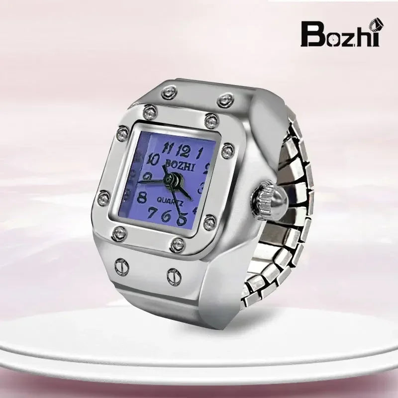 Vintage Punk Quartz Finger Watch Ring for Women Men Couple Rings Digital Watches Elastic Stretchy Finger Band Ring Jewelry Clock