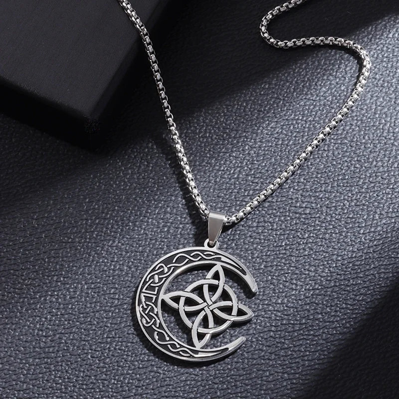 Stainless Steel Witch Knot Necklace for Men and Women, Fashionable Irish Celtic Knot, Lucky Jewelry Gift for Girls