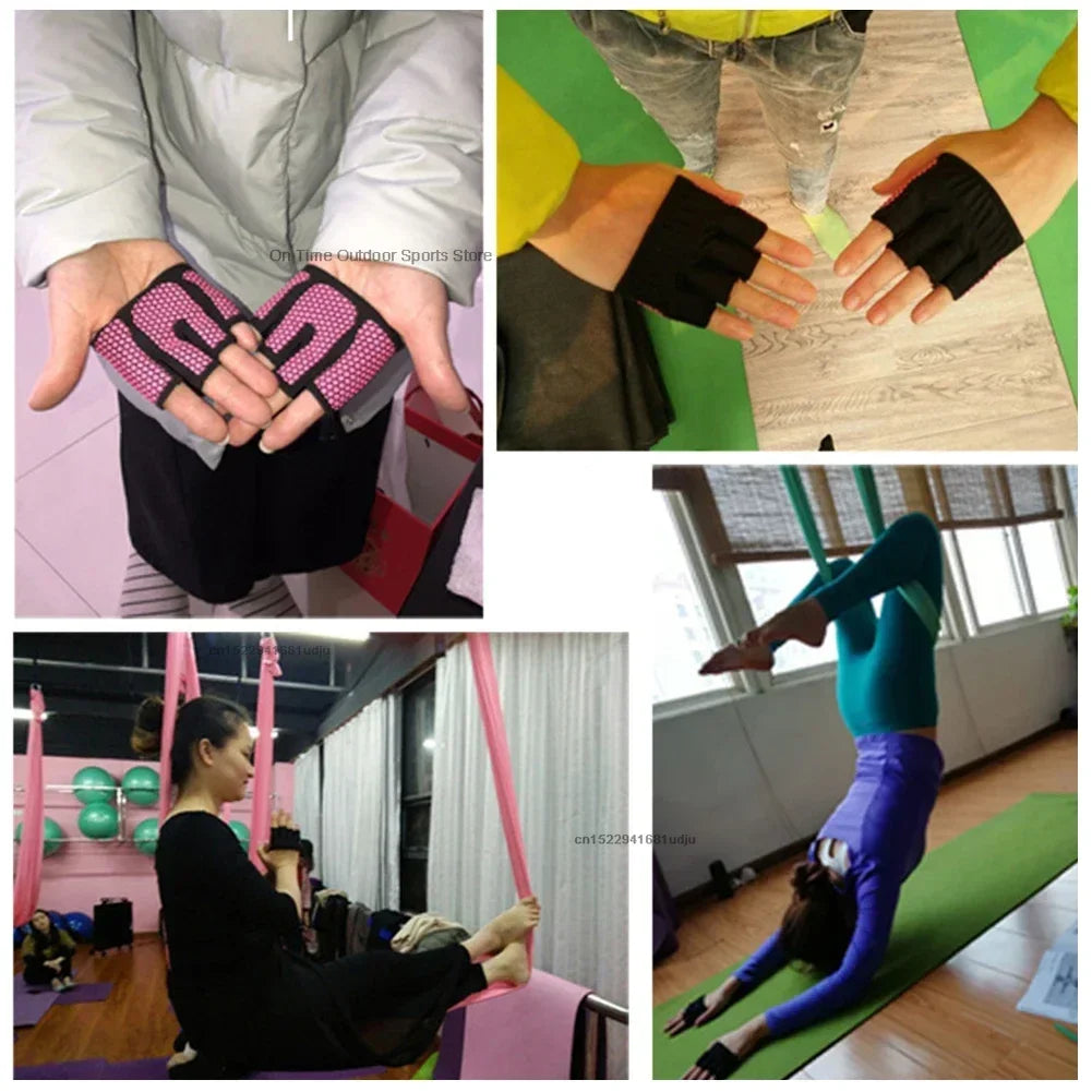 1pair Gym Half Finger Gloves Men Women Anti-Slip Silicone Workout Glove Pull Up Power Weight Lifting Grips Hand Plam Protector