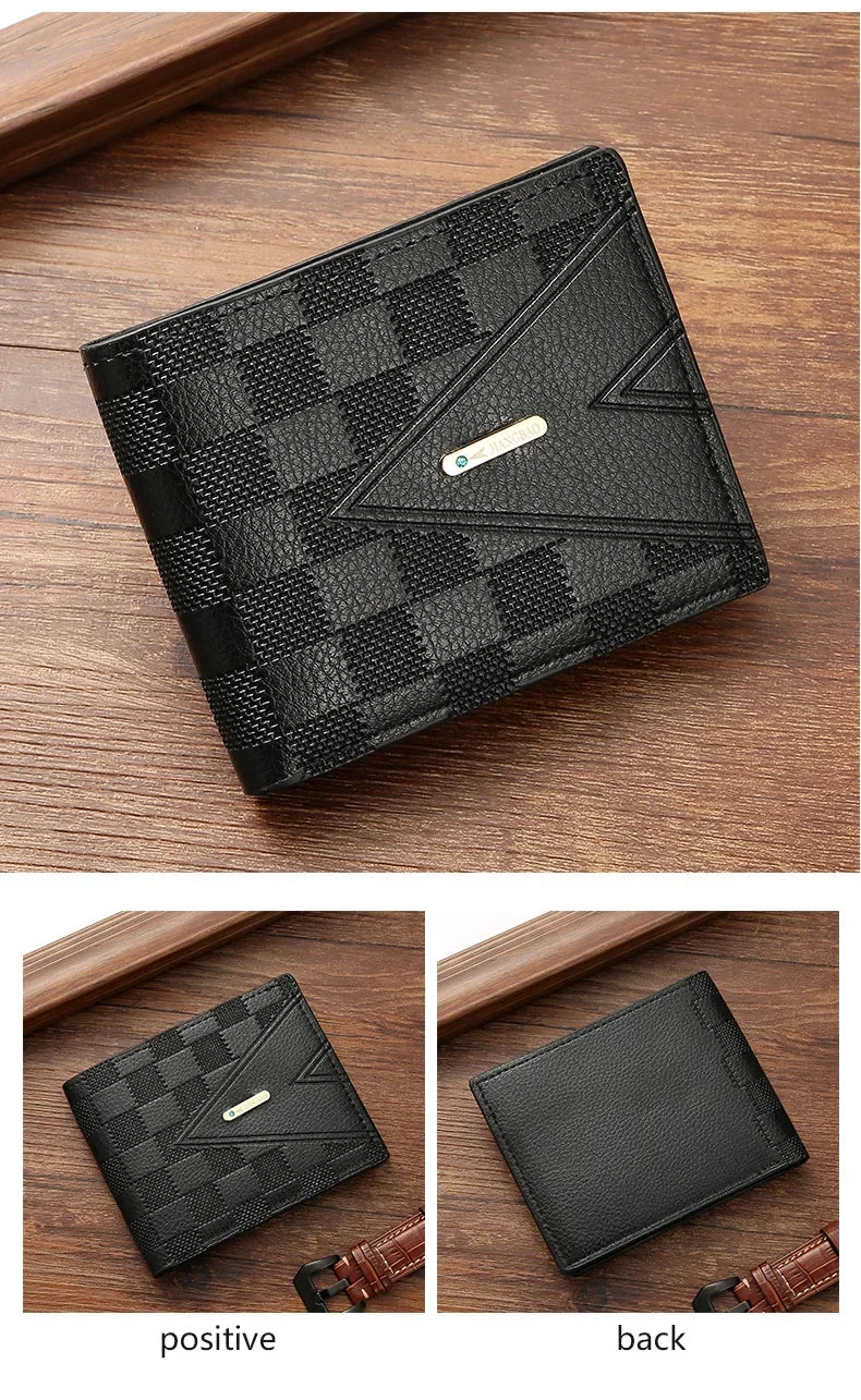 Men's Wallet Short Anti-theft Brush Anti-degaussing Business Wallet Youth Cross Light Luxury Large Capacity Multi-card