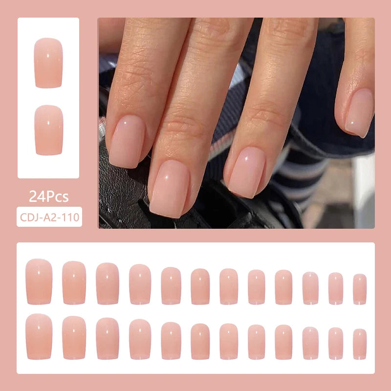 24Pcs/Set Cute and Playful Wearing False Nails French Design Fresh Press on Nail Art Removable Fake Nails