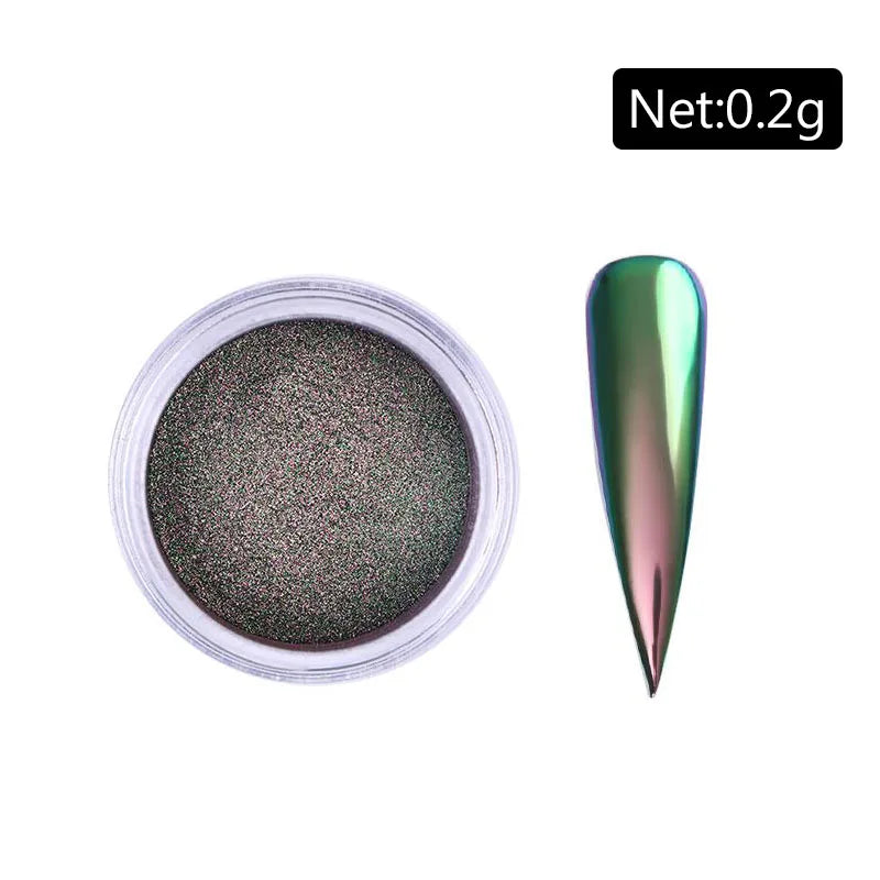 NICOLE DIARY Aurora Nail Powder White Chrome Pigment Pearl Rubbing Dust Mirror Effect Nail Art Glitter Manicure Nail Accessories