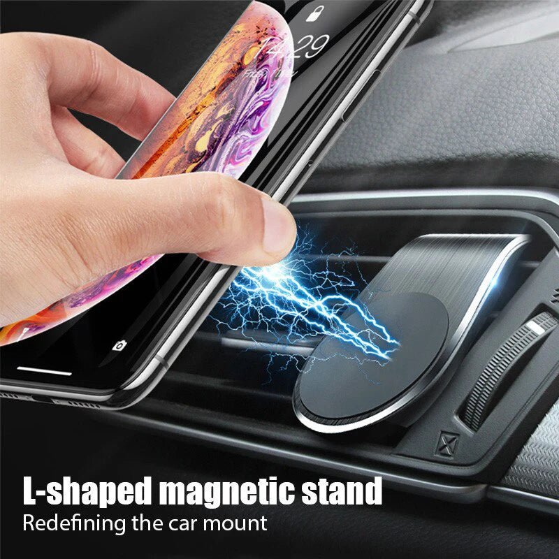 Metal Car Air Vent Magnetic 360° Rotatable Car Phone Holder Universal Mobile Phone Stand For IPhone 15 Samsung GPS Support Mount