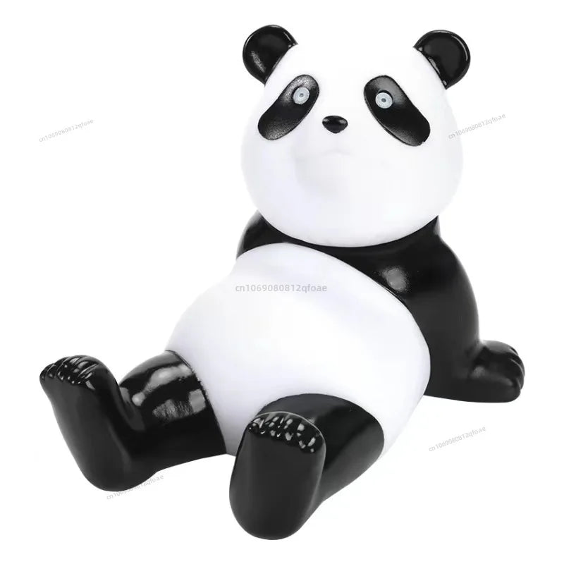 Cute Panda Phone Holder Cartoon Panda Mobile Phone Holder Universal Phone Bracket Panda Sculpture Statue Decor Resin Toy Gift