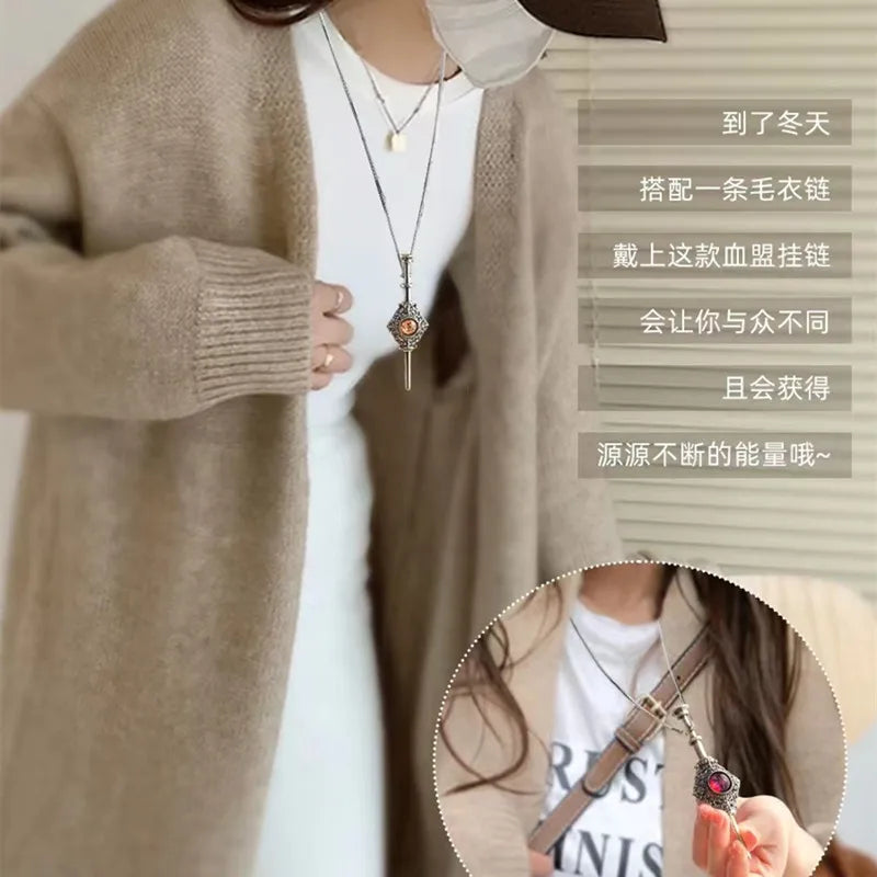 Magic Witch Necklace Women\\'s Vintage Blood Pack Removable Witch Wand Pendant Cosplay Jewelry Couple New Lover Gift