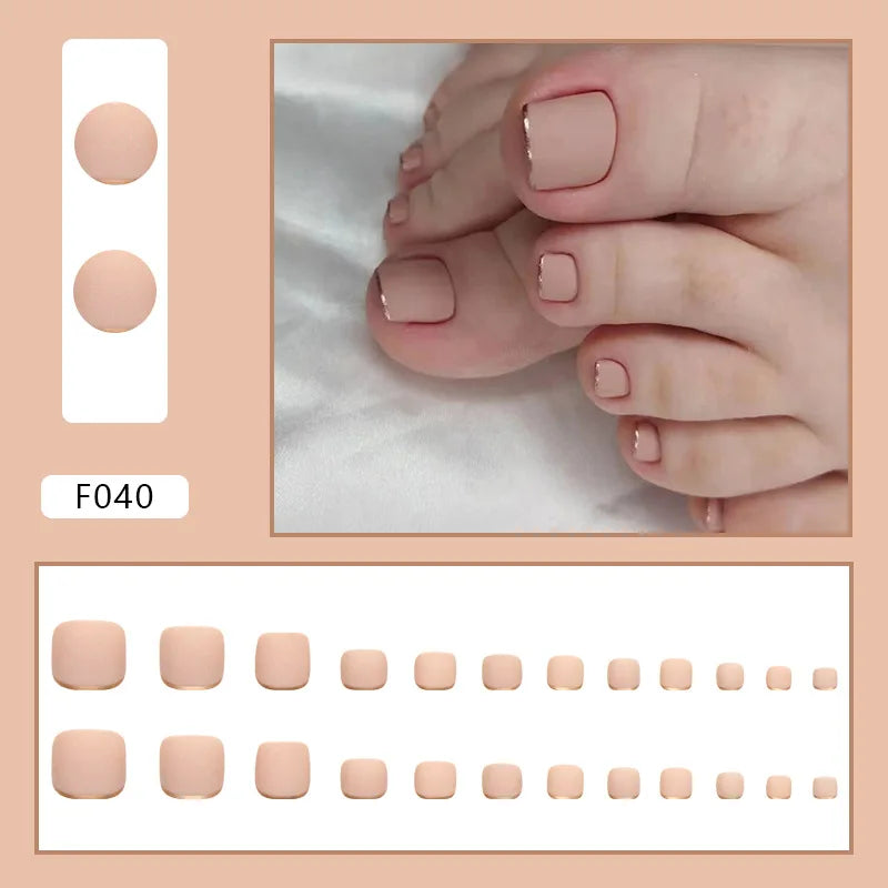 White French Press on Nails Fake Nails Tips with Sticker False Toenail Design Butterfly Lovely Girl False toenaile 1