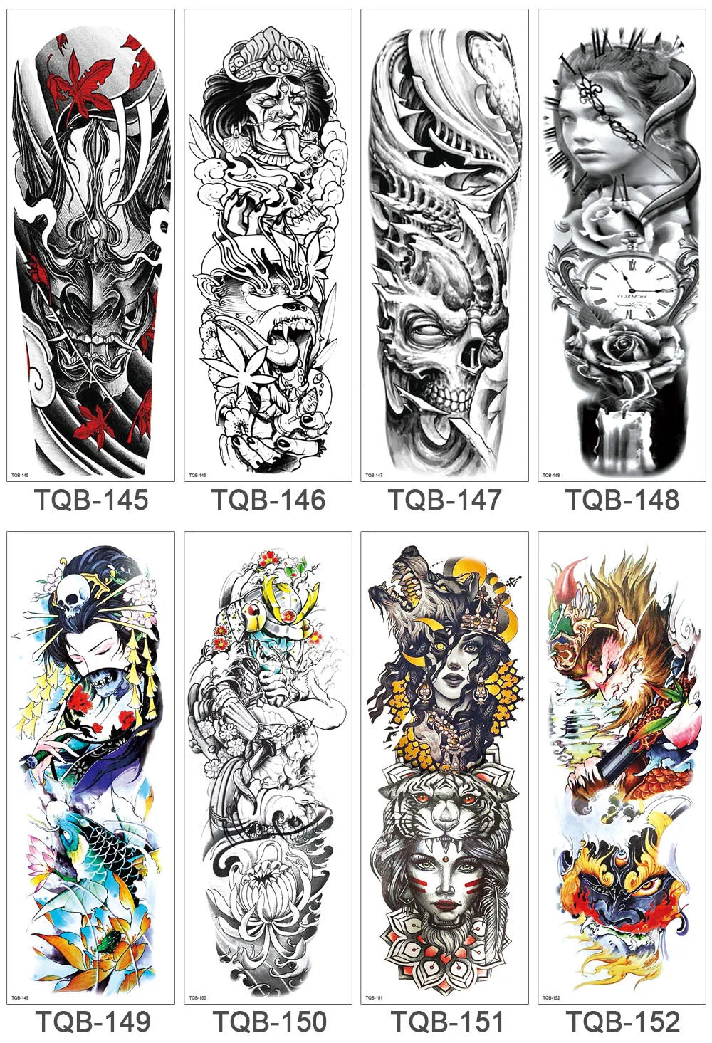 Waterproof Temporary Tattoo Sticker Large Size Tattoo for Men Sleeve Clock Fake Tattoo for Women Girl Full Arm Tattoo Fake