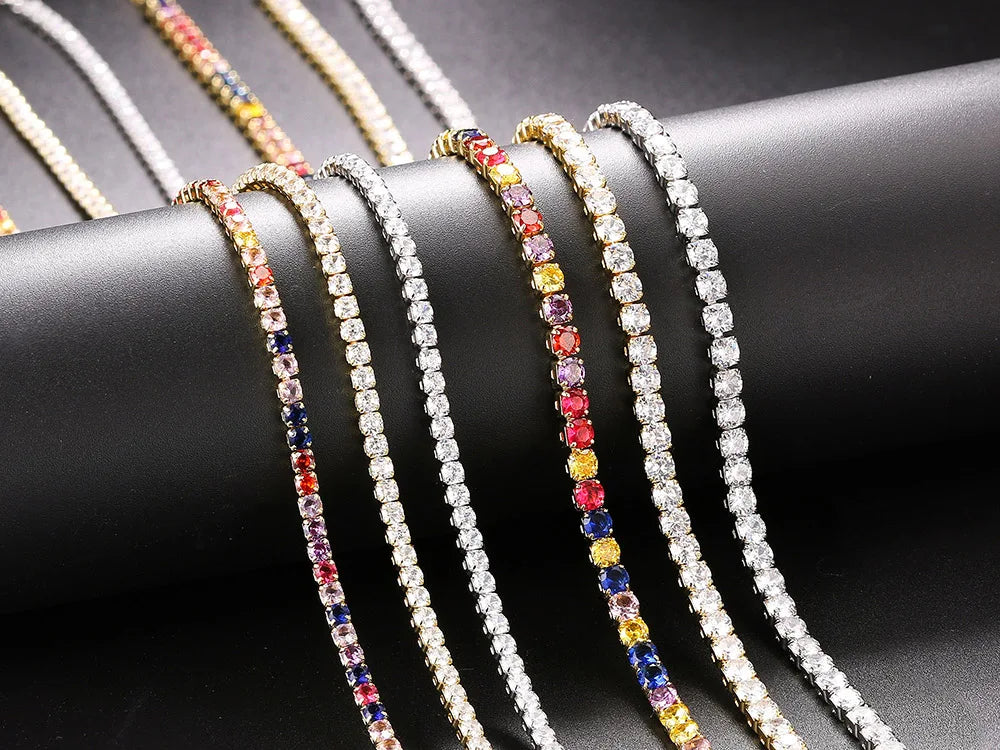 Hip Hop Iced Out Tennis Chain Necklace For Men Women Luxury Cubic Zircon Crystal Short Rock Neck Accessories Jewelry OHN016