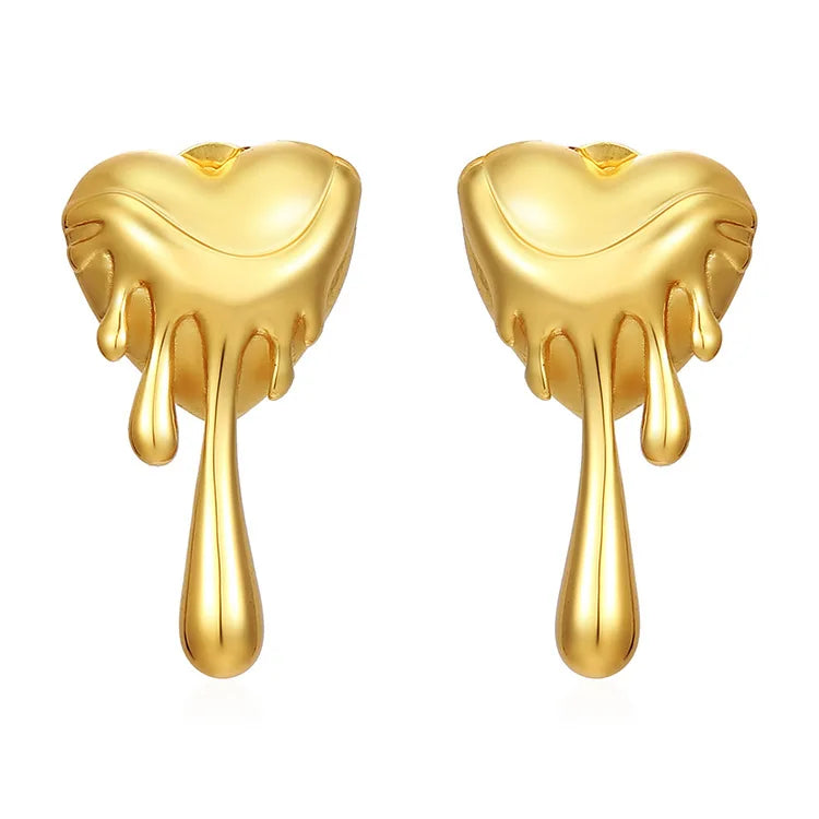 Trendy Heart Earring For Women Stainless Steel Drop Earrings Gold Color Exaggerate Personality Hip Hop Rock Punk Fashion Jewelry