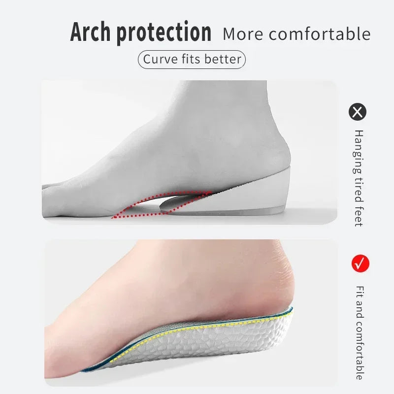 1.5/2.5/3.5 Cm Arch Support Height Increase Insoles Light Weight Soft Elastic Lift Soft Elastic Lifting for Men Women Shoes Pads