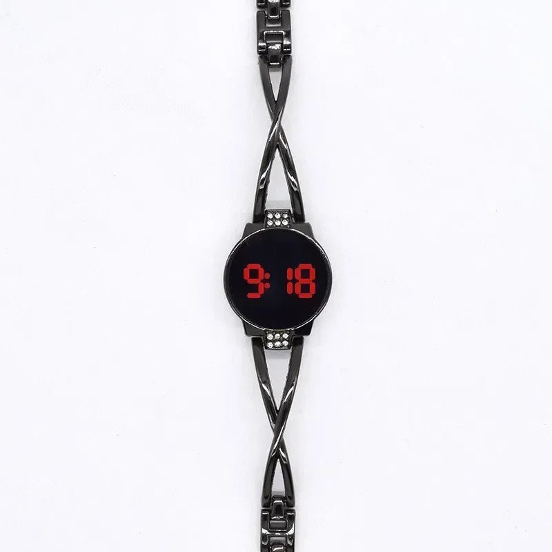 LED Fashion Watch for Women Bracelet Touch Screen Ladies Time Steel Band Electronic Student Ladies Simple Style Watches