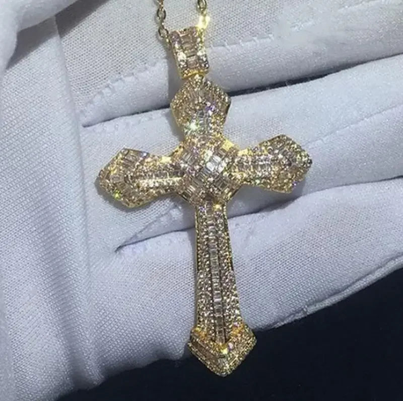Vintage Jesus Christ Cross Pendant Necklace Men Women Catholic Religious Lucky Faith Jewelry