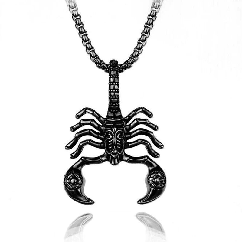 Hip Hop Rock Scorpion Pendant Necklace For Men Women Vintage Trendy Stainless Steel Insect Neck Chain Punk Cool Party Jewelry