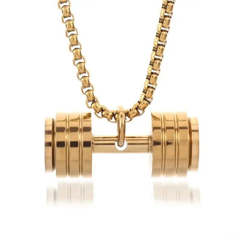 Men\\\\'s Fashion Classic Design Fitness Master Hand-Held Dumbbell Pendant Hip Hop Rapper Prom Party Necklace