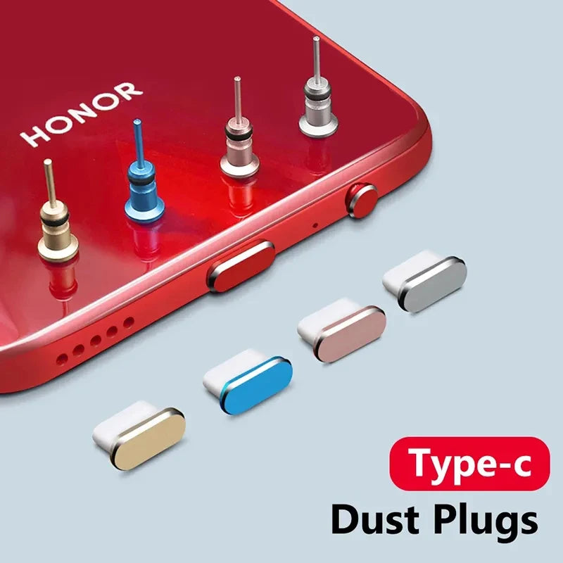 Metal Type C Dust Plug 3.5mm Earphone Jack Sim Card Pin Port Anti-dust Plug Cover Cap for Samsung Huawei Xiaomi iPhone Dust Plug
