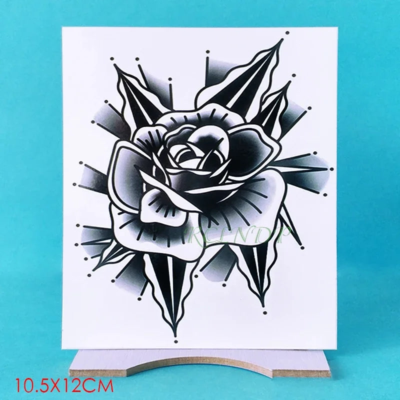 Waterproof Temporary Tattoo Sticker Rose Flower Fake Tatto Personality Flash Tatoo Hand Arm Foot Back Tato for Girl Women Men